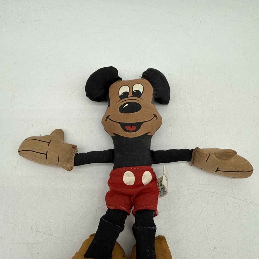 Vintage Cloth Plush Mickey Mouse 60s-70s Walt Disney Approx 7.5" - Picture 4 of 8